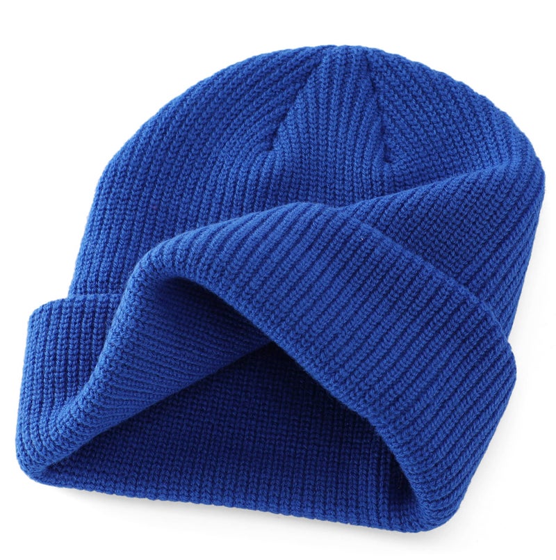 Connectyle Outdoor Classic Bassic Men 's Warm Winter Hats Daily Thick Knit Cuff Beanie Cap Blue, 55 60cm - Image 4